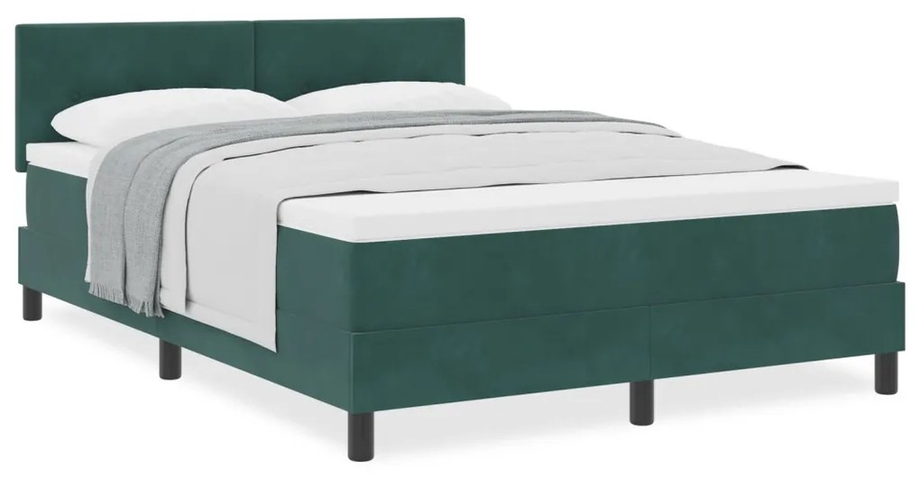 Boxspring Ágy Matracmattal Sötét Zöld 160x200 cm Bársony