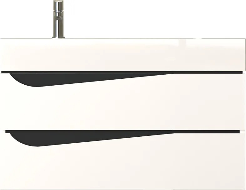 Piramida EURIDIKA fali fürdőszobabútor - műmárvány mosdóval -2 fiókos - ALPINFEHÉR-FEKETE - 90 x 41 x 56 cm