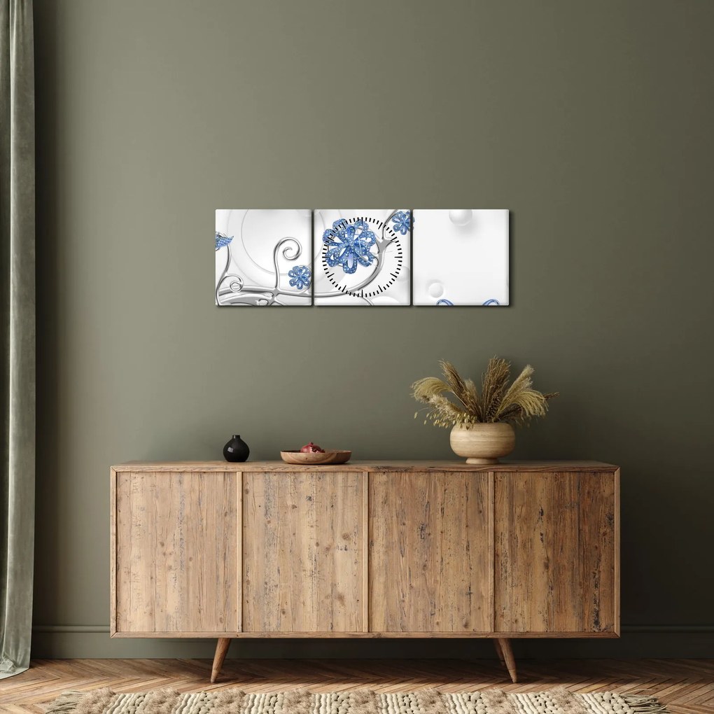 Kép - kék hattyúk (órával) (90x30 cm)