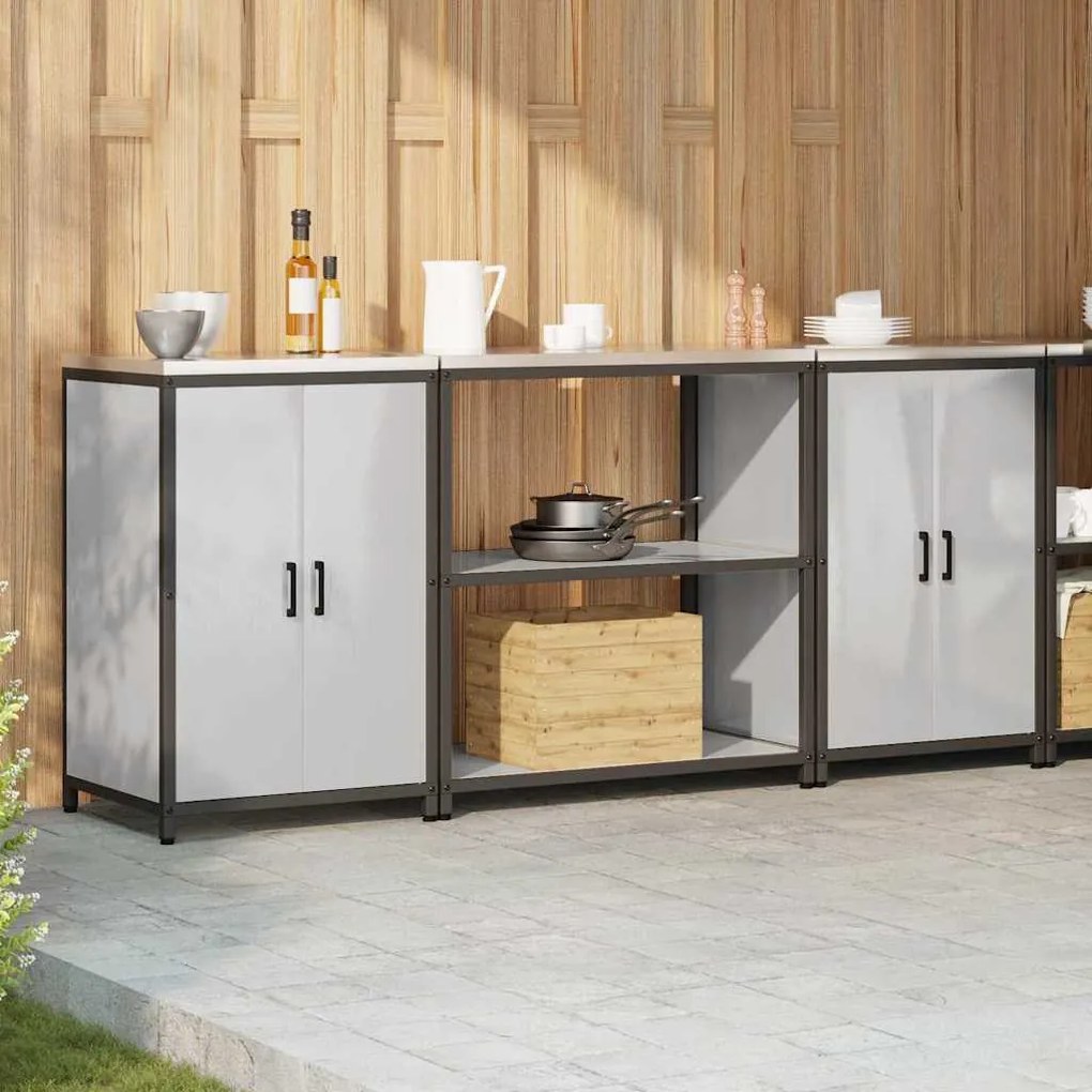 Konyhai Tároló Készlet polcokkal 3 pcs Ezüst 210 x 50 x 92 cm