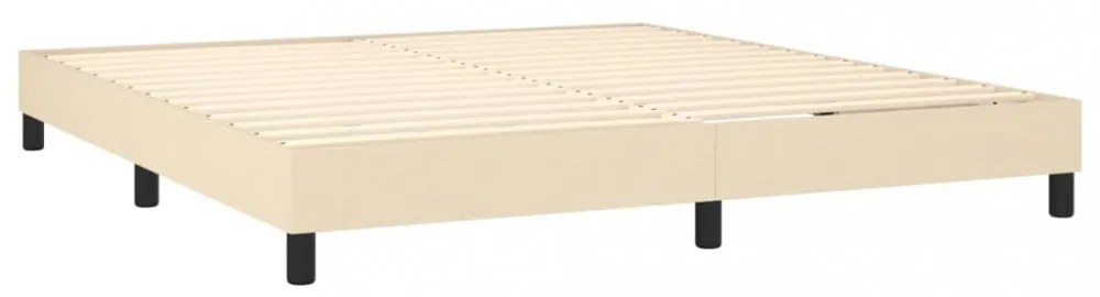krémszínű szövet rugós és LED-es ágy matraccal 160x200 cm