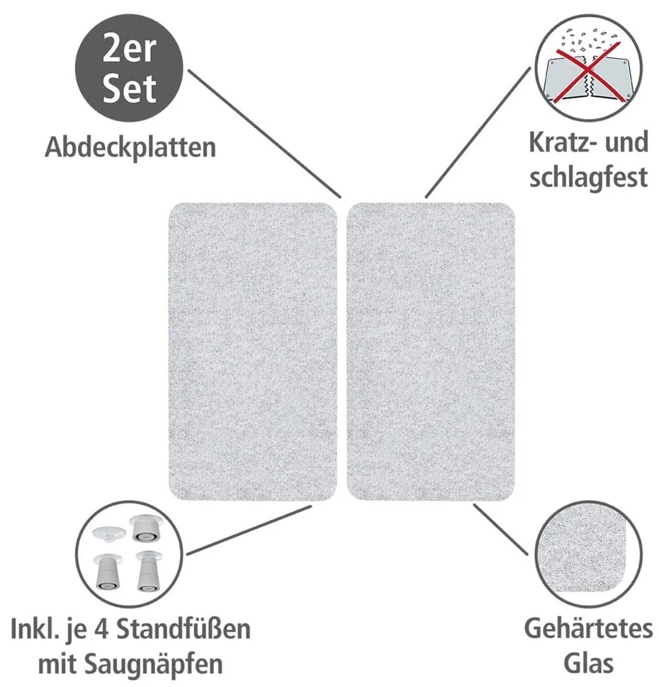 Edzett üveg tűzhely fedőlap szett 2 db-os 30x52 cm Transparent – Wenko