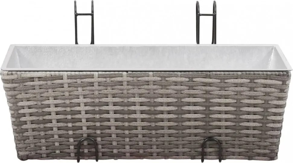 2 db szürke polyrattan erkély virágtartó 50 cm