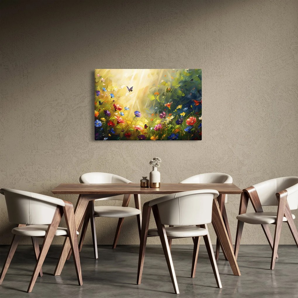 Kép - Tavaszi virágos rét, festmény (90x60 cm)