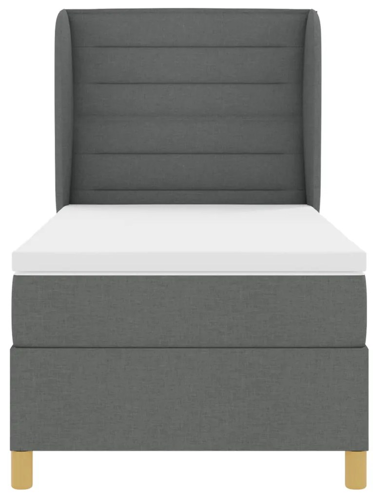 Boxspring Ágy Matrac Esernyő Szürke 90x200 cm Szövet
