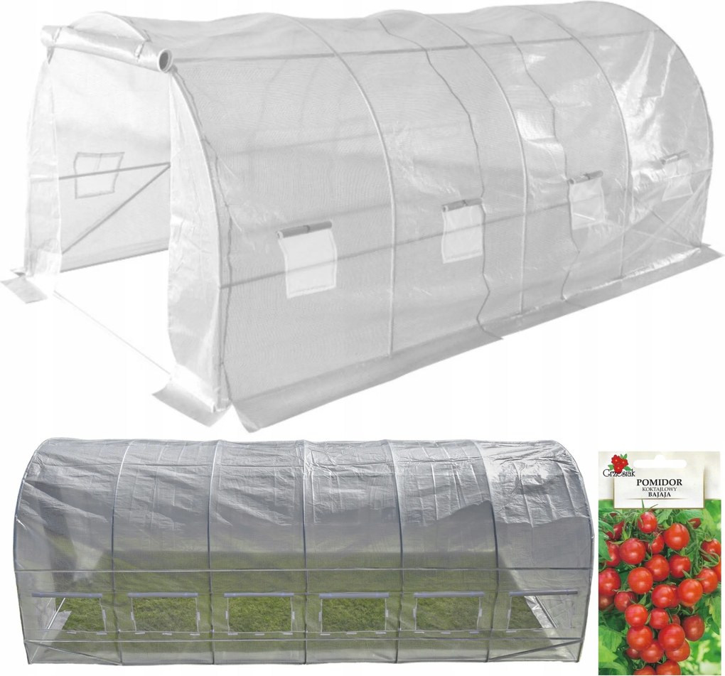 Fóliaalagút 3x6 18m2 Kerti Üvegház Fólia Fehér Tömör