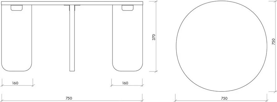 Fekete kerek dohányzóasztal tölgyfa dekoros asztallappal ø 75 cm Kuvu – noo.ma