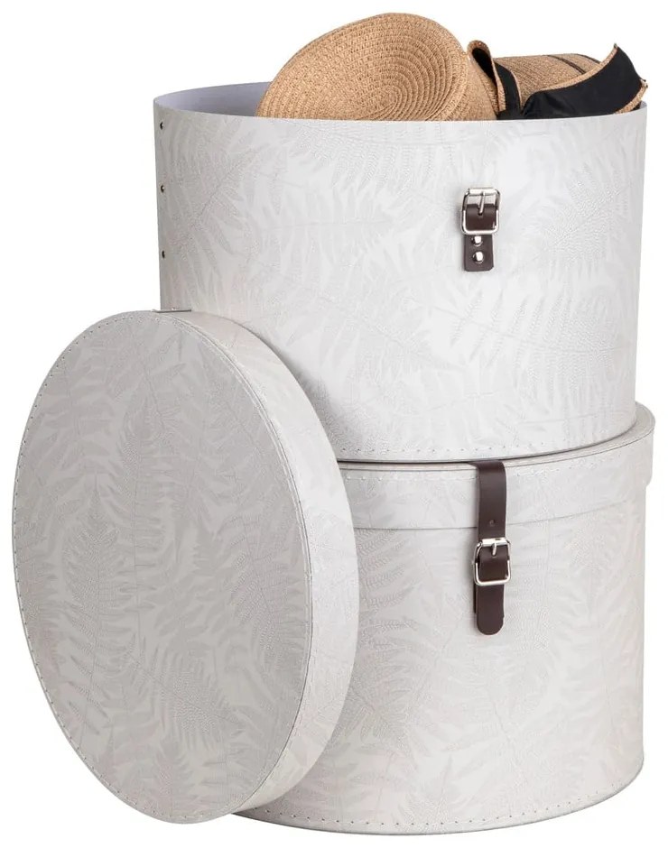 Krémszínű fedeles karton tárolódoboz szett 2 db-os ø 37,5x25,5 cm Rut Paper Laminate – Bigso