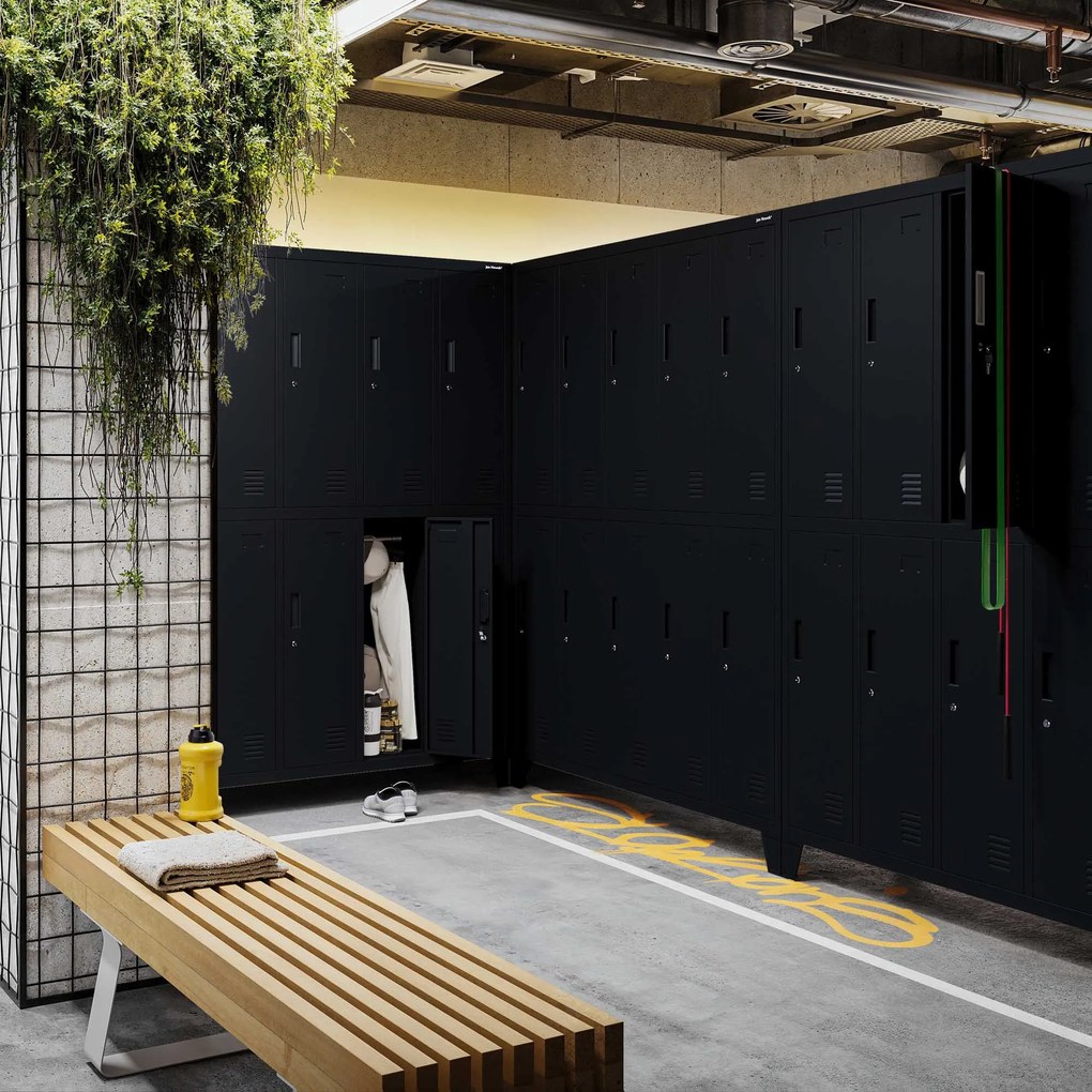 Fém BHP öltözőszekrény 10 ajtóval BARTEK 1360 x 1720 x 450 mm, fekete