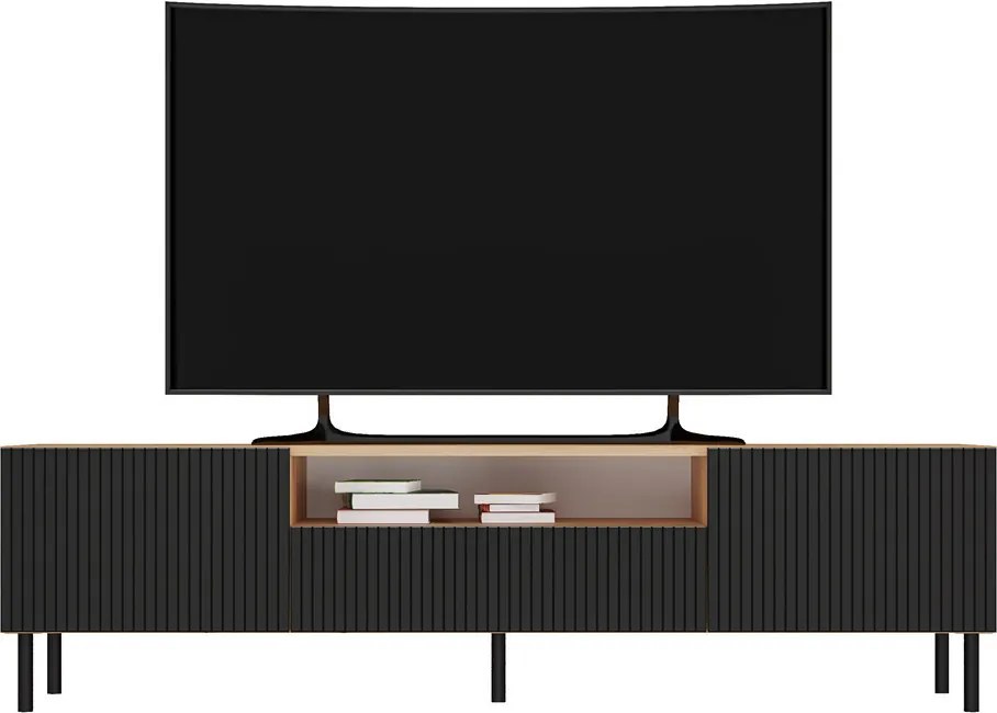 MIX RTV KAMA160 TV állvány (egyenes mintázat), tölgy-fekete