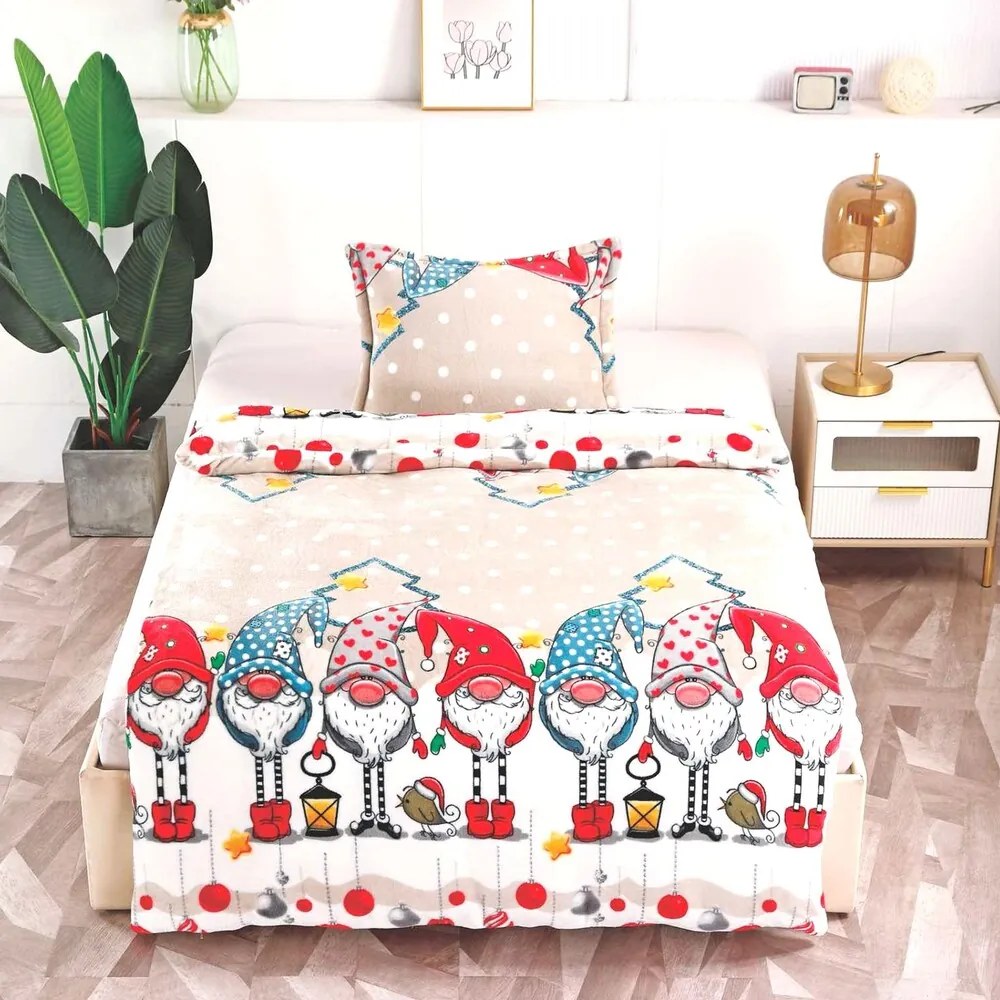 Mikroplüss ágynemű Homa LEVINA BEIGE GNOMS 140x200 cm