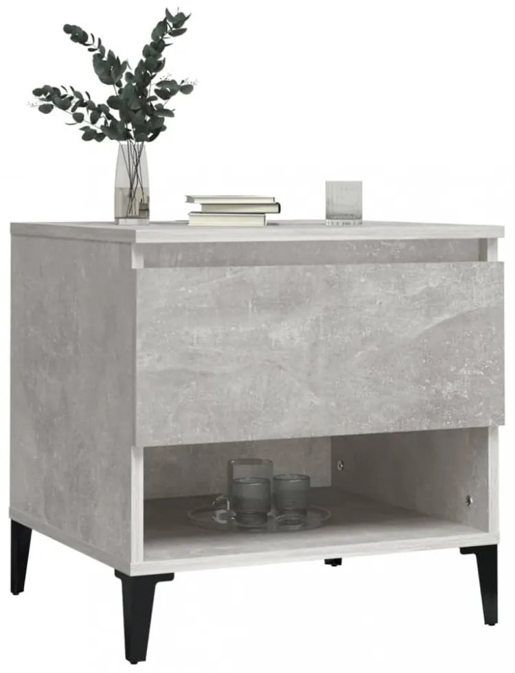 2 db betonszürke szerelt fa kisasztal 50 x 46 x 50 cm