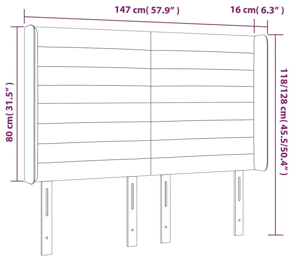 sötétbarna szövet LED-es fejtámla 147x16x118/128 cm