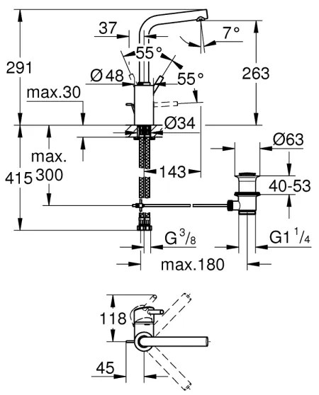 GROHE 23739002 - Mosdócsaptelep CONCETTO 291 mm, fényes króm