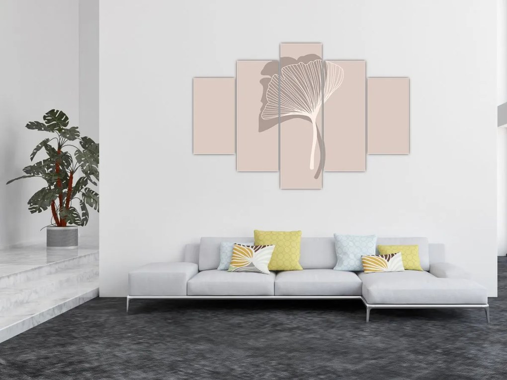 Kép - Bézs színű levelek N⁰4 (150x105 cm)