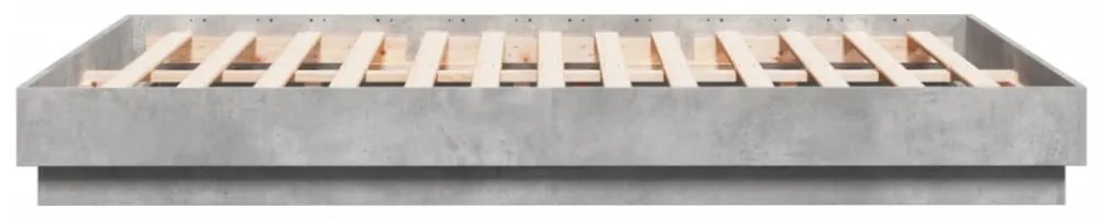 betonszürke ágykeret LED-világítással 160x200 cm