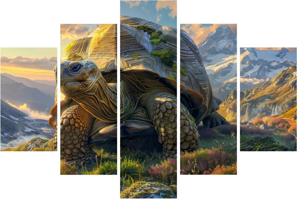 Kép - Teknős és hegyvidéki táj (150x105 cm)