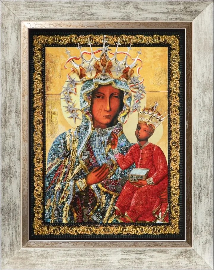 Szűz Mária Szakrális Kép Fehér Díszkeretben 30X40