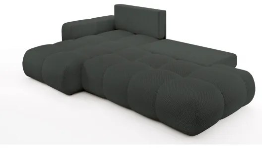 Ágyazható, kárpitozott L alakú sarokülőgarnitúra tárolóval ALMADA, balos, antracit