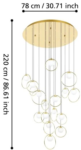 Eglo 390346 - LED Dimmelhető csillár zsinóron PORTOCOLOM 17xLED/3W/230V átm. 78 cm