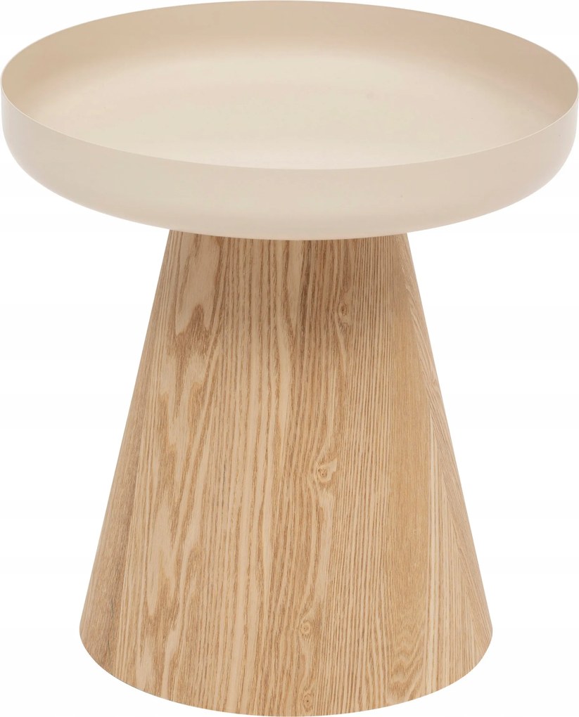 Dohányzóasztal Fém Ø 40 CM Magas 41,8 CM Bézs Mdf