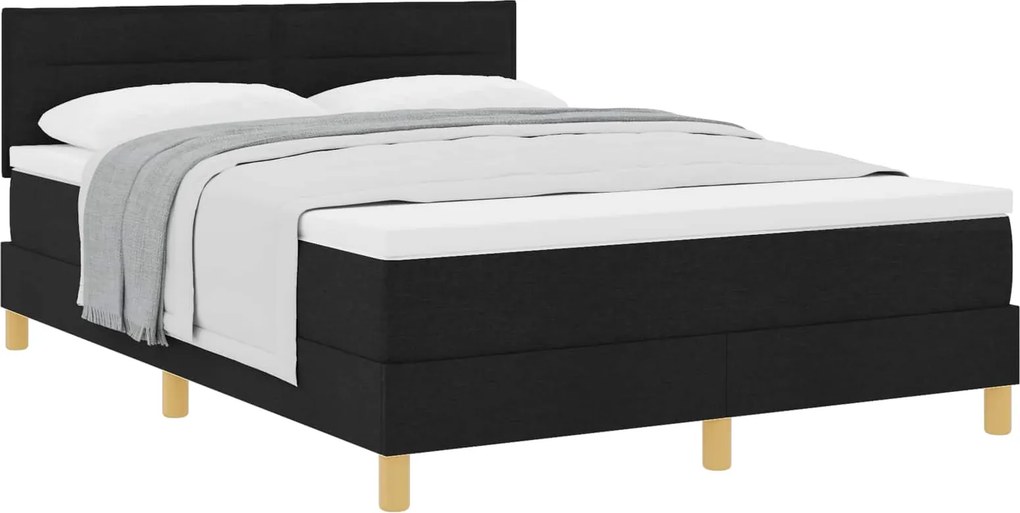 vidaXL Boxrugós ágy matracmal fejtámlával Fekete 160 x 200 cm szövet