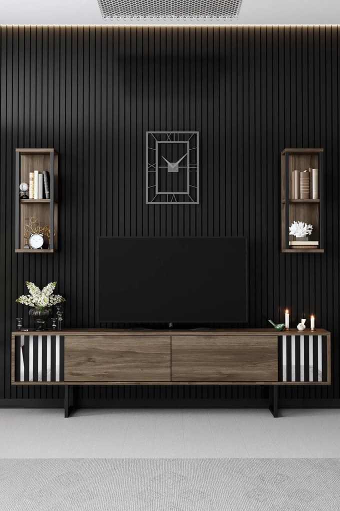 TV szekrény Chrome Line - Walnut, Black