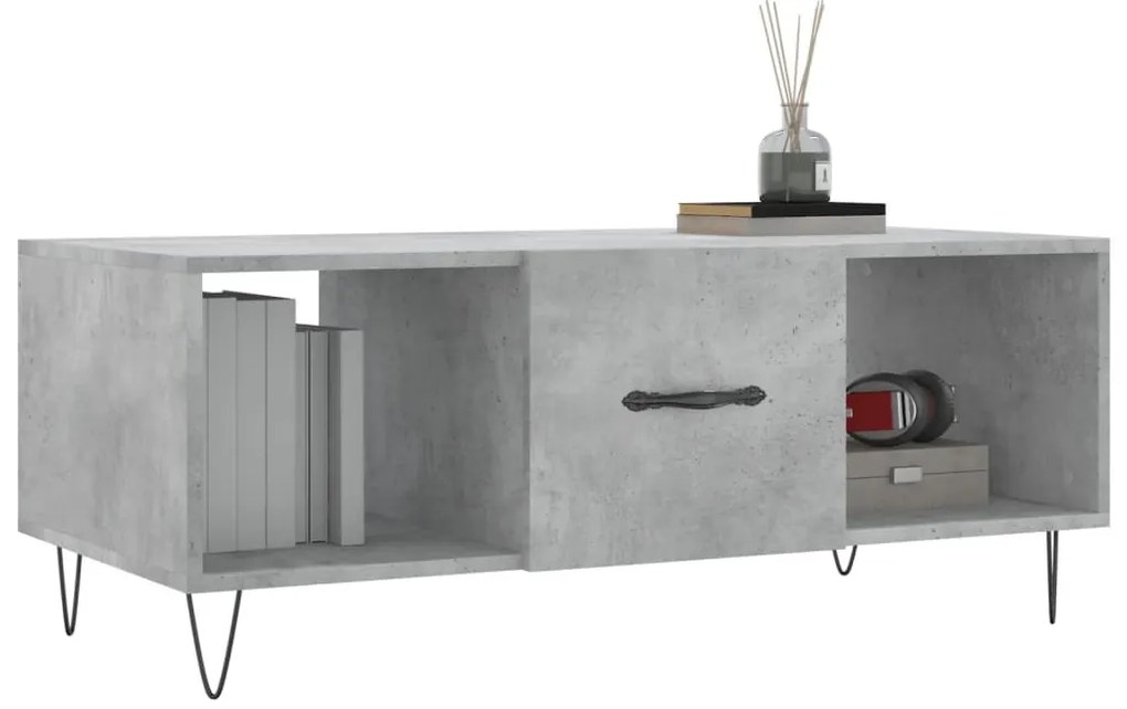 Betonszürke szerelt fa dohányzóasztal 102 x 50 x 40 cm