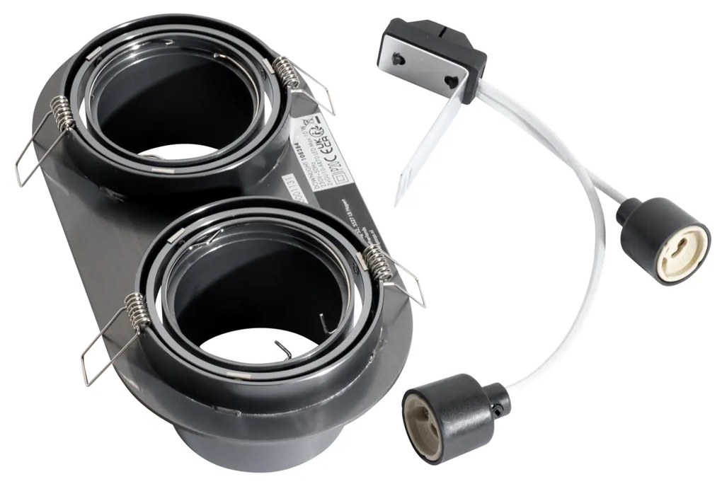 6 darabos süllyesztett spotlámpa készlet fegyverszürke GU10 70mm dönthető 2-lámpás - Installa