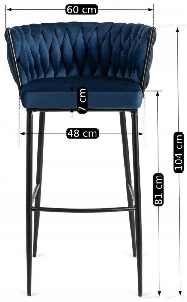 Elegáns Bárszék Sötétkék Bársony Kárpittal. FLORES