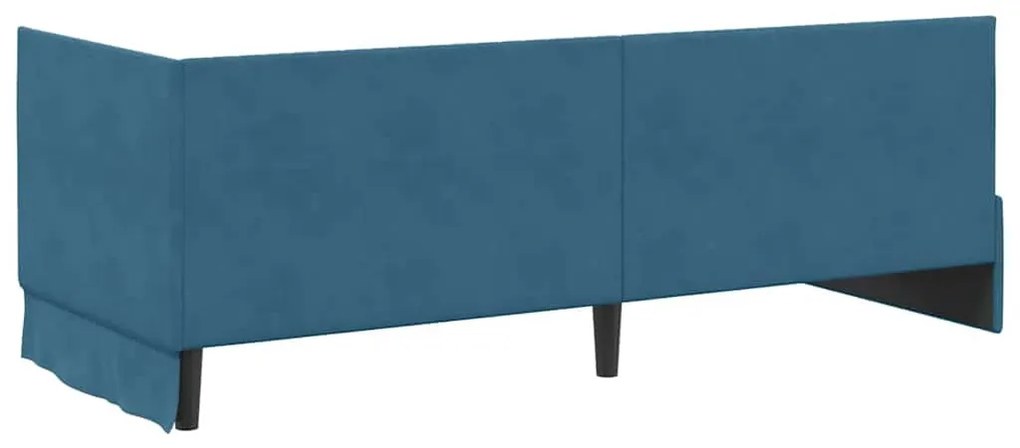 Sarokágy keret fejtámlával Kék 80 x 200 cm Bársony