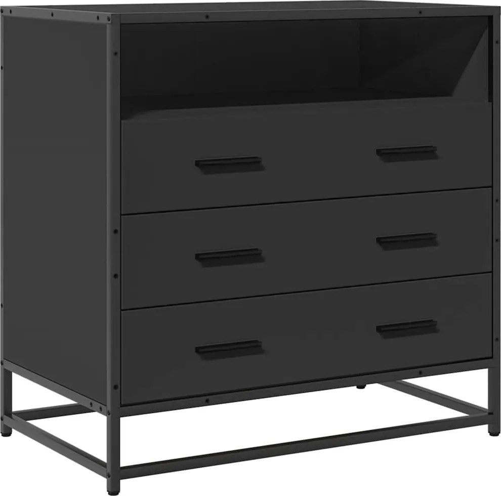 vidaXL fekete szerelt fa fiókos szekrény 70x41x70 cm