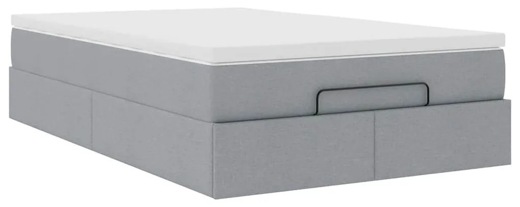 Ottomán ágykeret matraccal világosszürke 120x190 cm szövet