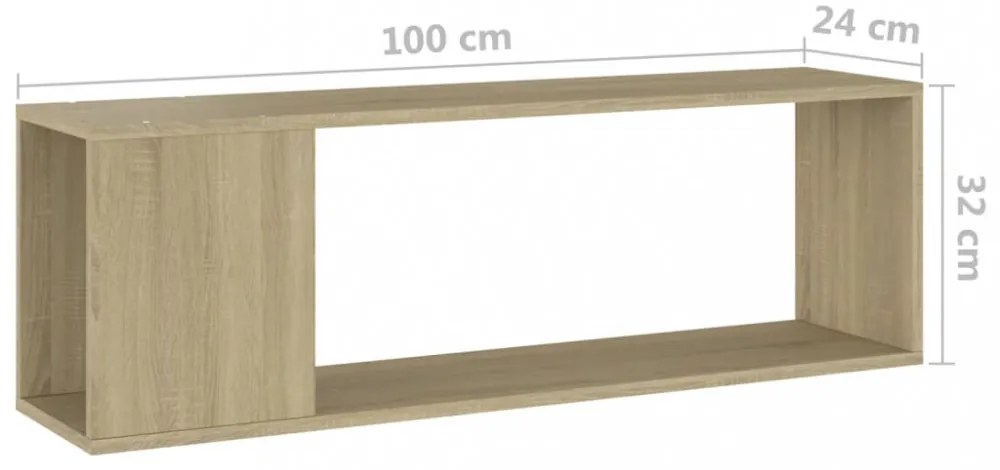 sonoma tölgy színű szerelt fa TV-szekrény 100 x 24 x 32 cm