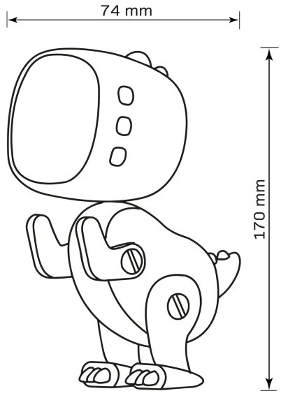 LED Dimmelhető éjjeli gyereklámpa ébresztőórával ROBOT LED/1W/5V 1200 mAh