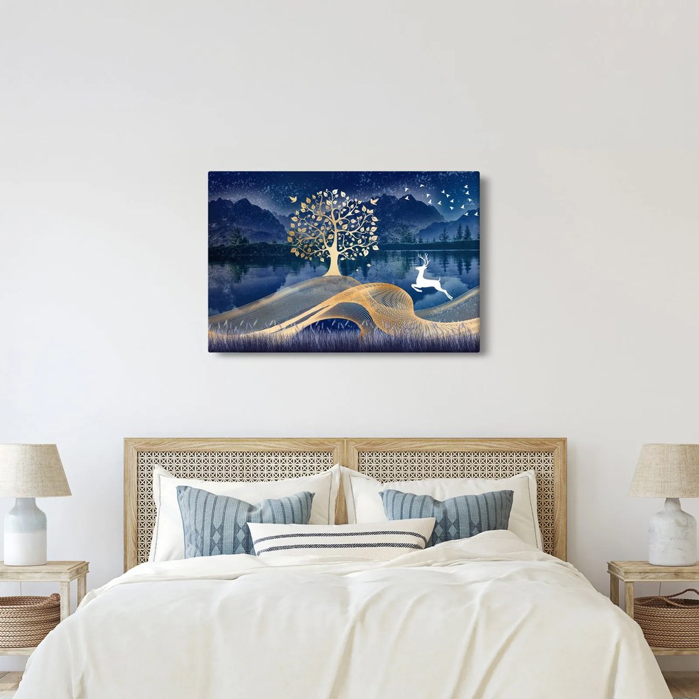 Szarvas képe teliholdkor (90x60 cm)