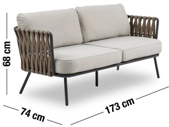 34692T 2 személyes kerti kanapé homok