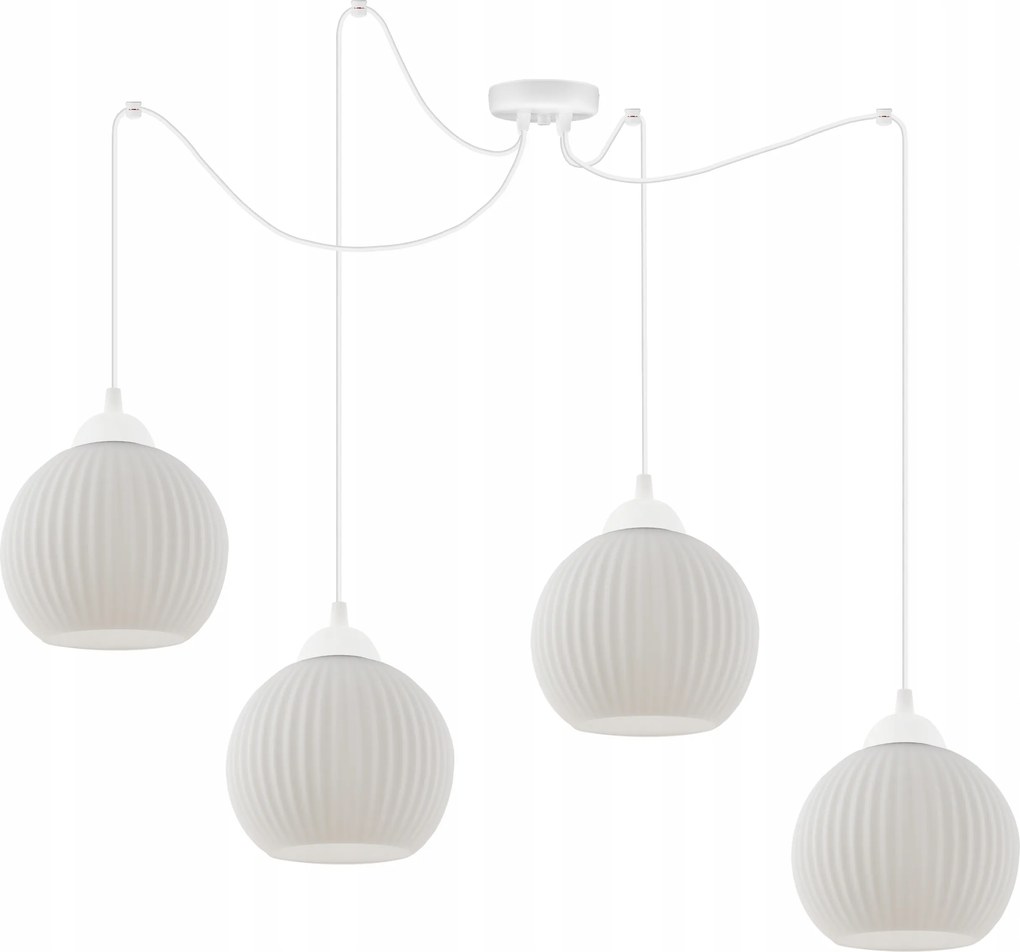 Mennyezeti Lámpa Függeszték Csillár Pók Loft 4 Forrás Fehér Üveg Gömbök E27