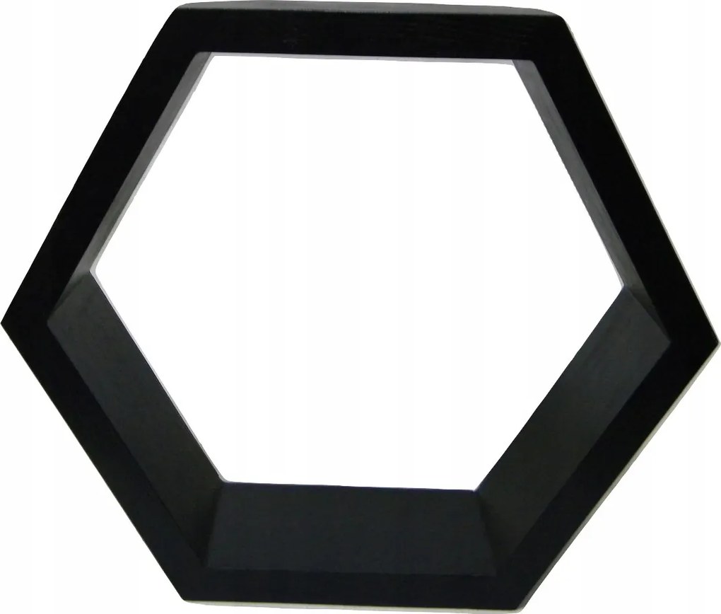 Polc Méhsejt Hexagon Fekete Fenyő Fa