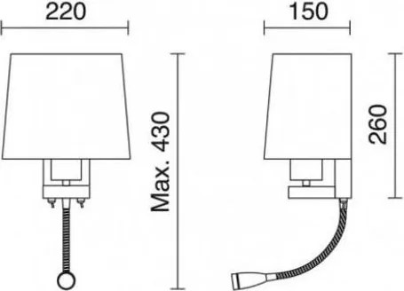Novolux FIRENZE 507A-Y05X1B-35 Fali lámpa 2x60W, 3W/E27, LED 240LM IP20