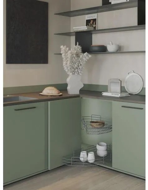 Konyhai fémrács, sarokszekrénybe, antracit, félkör kosár, 660mm átmérő, 400mm ajtókhoz, SIGE Green Line 070