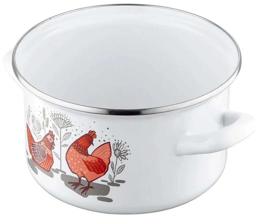 Emalia Pleszew Rubinka zománcozott edény fedővel , 18 cm, 2,6 l, 18 cm átmérőjű