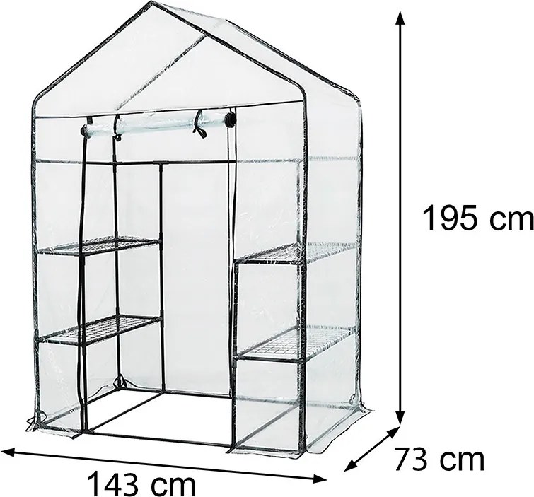 Balkon melegház 143x73x195 cm átlátszó
