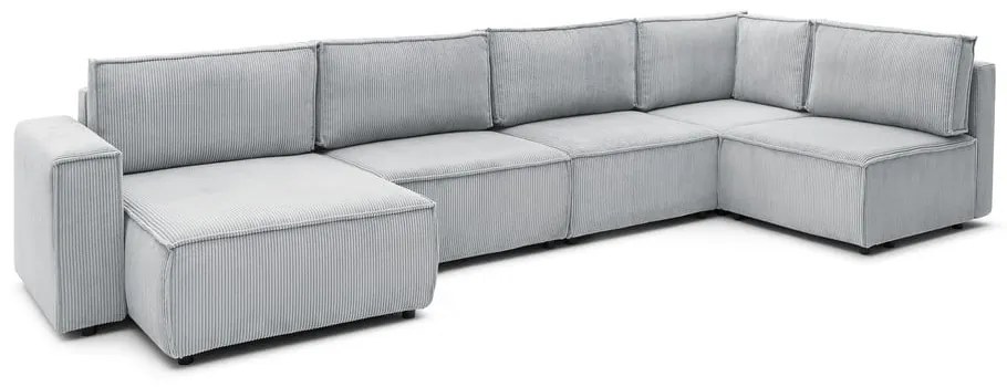 Világosszürke kordbársony sarokkanapé (jobb oldali-"U" alakú) Nihad modular – Bobochic Paris