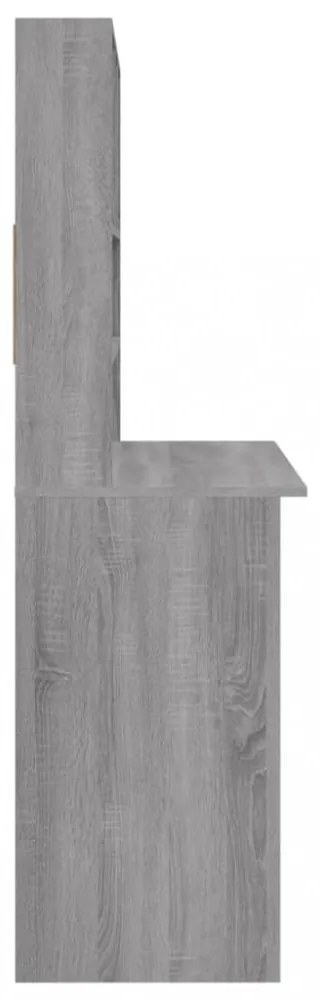 szürke sonoma színű szerelt fa íróasztal polcokkal 102x45x148cm