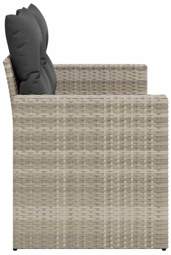 2 személyes világosszürke polyrattan kerti kanapé párnával
