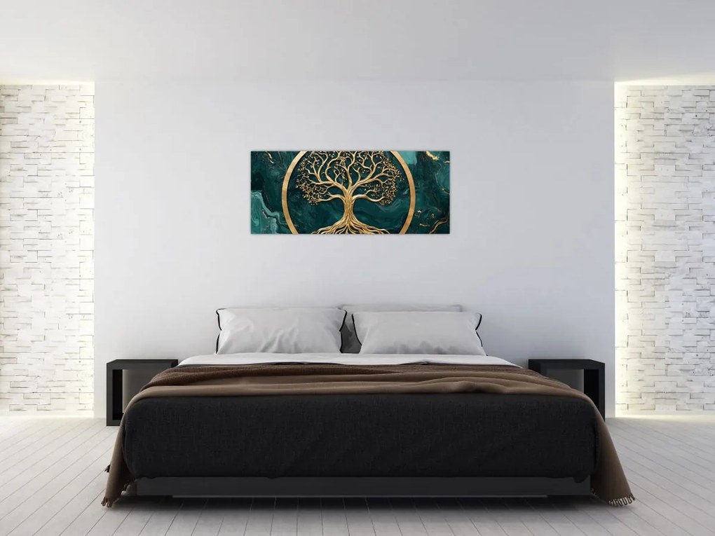 Kép – Márványban lévő arany életfa (120x50 cm)