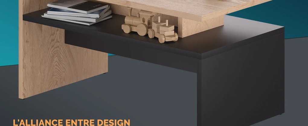 Casaria® Sacramento dohányzóasztal 92x50x47cm - natúr/antracit