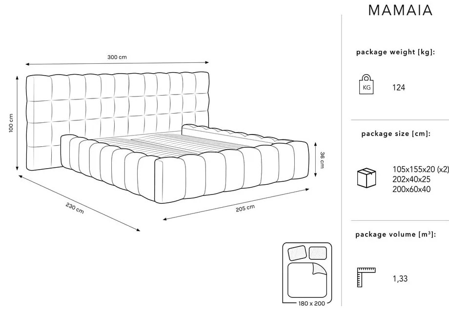 Zöld kárpitozott ágyneműtartós franciaágy ágyráccsal 180x200 cm Mamaia – Micadoni Home