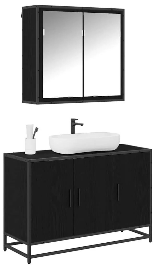 Fürdőszoba bútor szett 2 pcs Musta tammi 90 x 33 x 60 cm